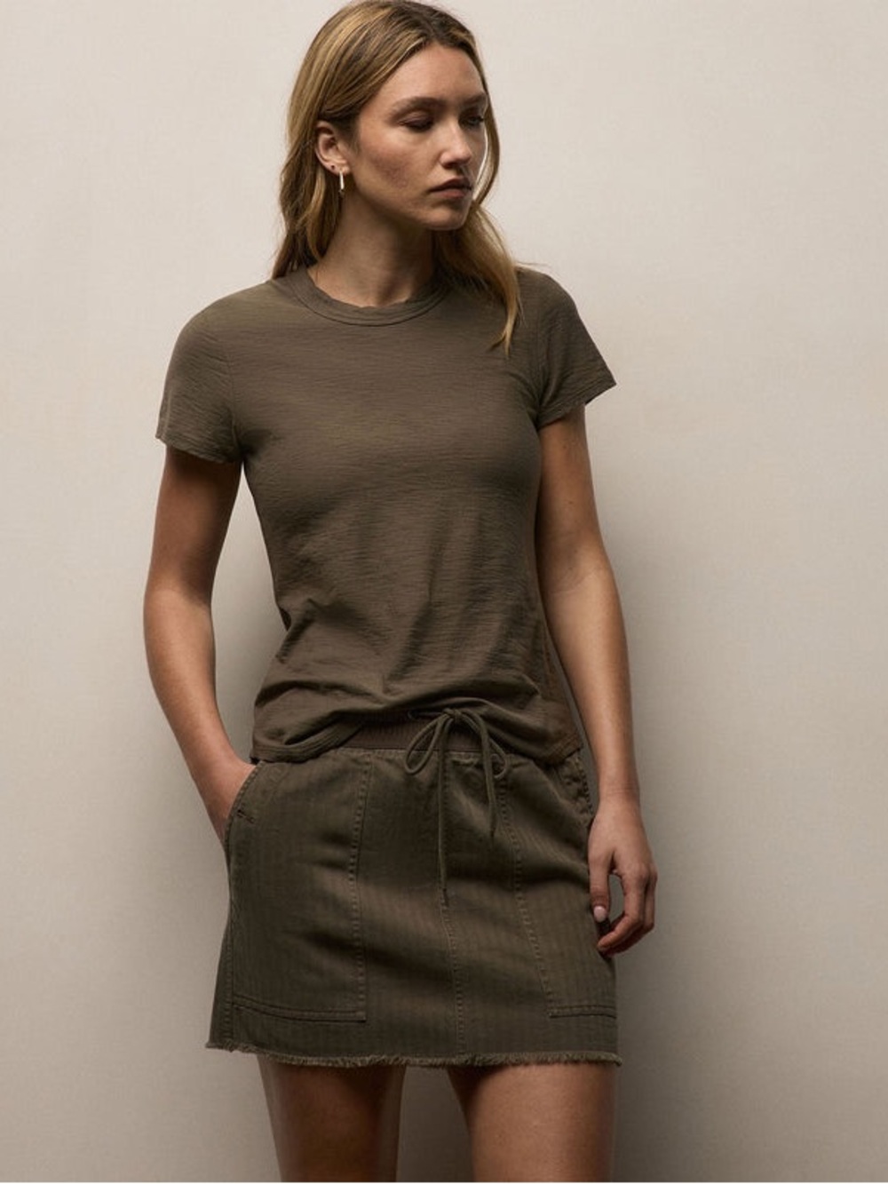 Standard James Perse Khaki crew neck tee, size “3” (M)